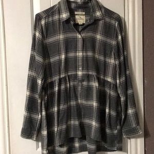 American Eagle Plaid Babydoll Top